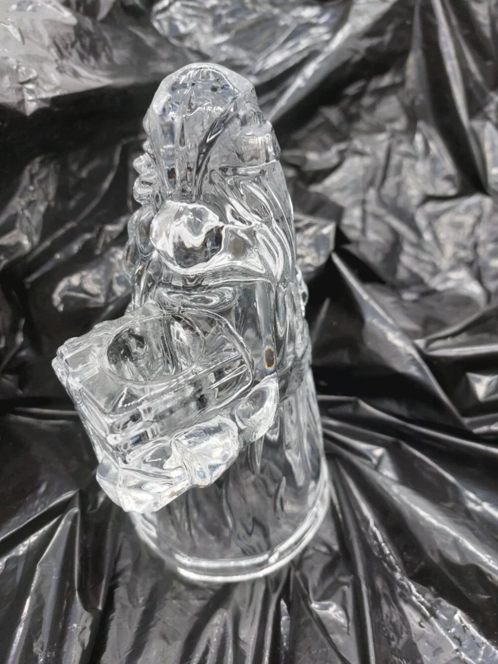 Santa Claus Candle Hokder 24% Lead Crystal 7.5” USA Clear